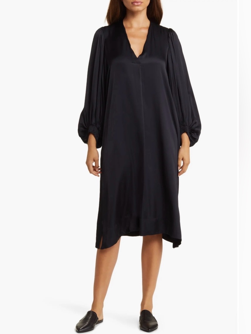 Masai Copenhagen Nalo Long Sleeve Satin Shift Dress Size Medium *small flaw